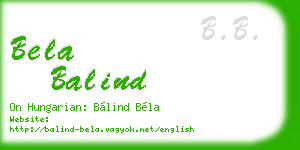 bela balind business card
